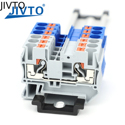 PT6 İtkinleyici Terminal Blok Din Rail 6mm2 Dövizsiz Bahar Besleme Bağlantısı Kablo Elektrik Çizgi Plug