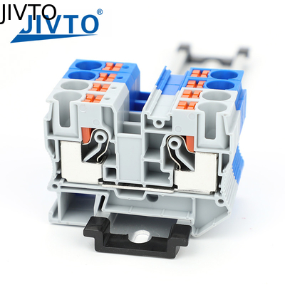 PT10 İtkinleyici Terminal Blok Din Demiryolu Kablosu Elektrik Bağlantısı 10mm2 Baharlı vidasız besleme şeridi PT-10